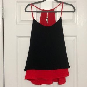 NWT Black and Red Layered Tank
